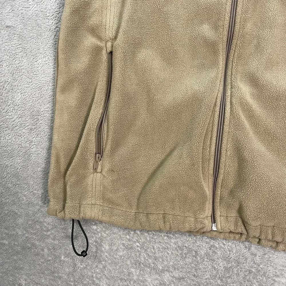 Chestnut Hill Shiner Beers Fleece Vest Sleeveless Zip Pockets Tan Black‎ Trim